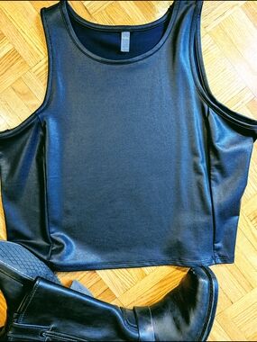 Hyba Faux Leather Tank XXL Black Stretch Tailored Look